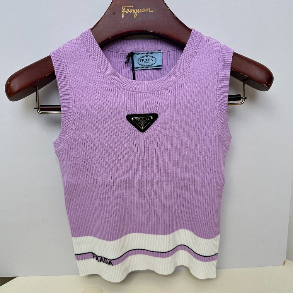 Prada light purple knitted sleeveless vest for women in size S